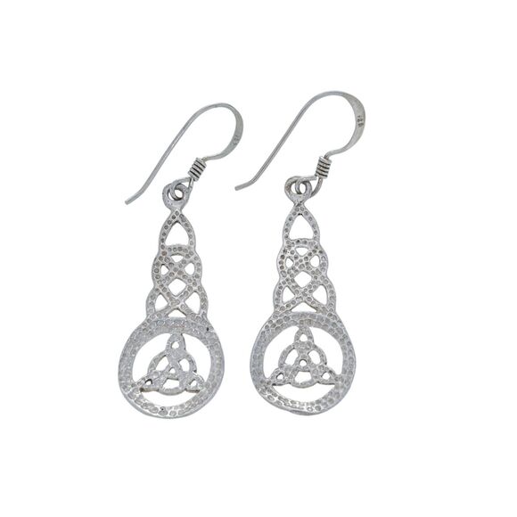 Vintage Sterling Silver 925 Celtic Knot Dangle Earrings - Picture 2 of 5